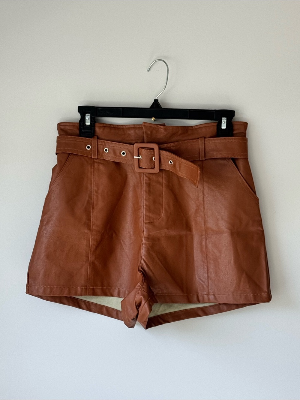 Altar’d State NWT Faux Leather Paperbag Shorts Small Brown Belted High Rise